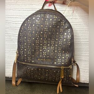 Micheal Kors Medium Rhea Backpack- Brown Leather